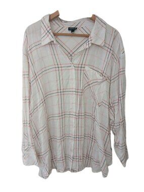 Torrid Drop Shoulder Button Front Blouse Plus Size 3 3X 22 24 Plaid Western
